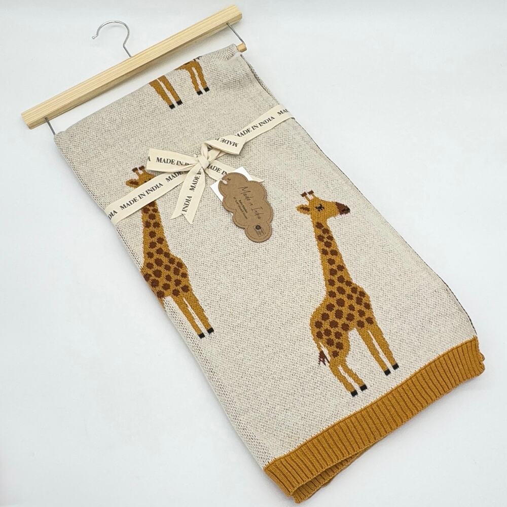 Giraffe Cotton Knit Baby Blanket Lovey India Zoo Safari Animal NEW